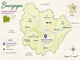 Carte de la Bourgogne-Franche-Comté, territoire d’action de NEURO VIE.